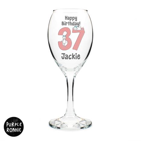 Personalised Purple Ronnie Big Age Female Wine Glass Extra Image 1